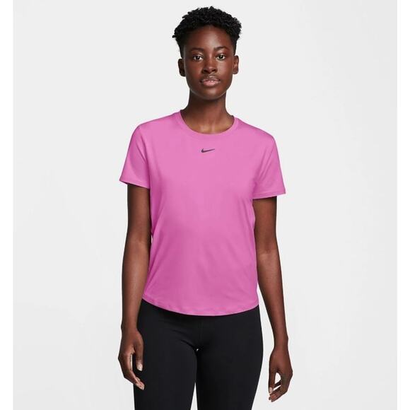 Nike Women's Plus NK One Classic Dri-Fit short Sleeve T-Shirt in Pink 1X $45 - Picture 1 of 5